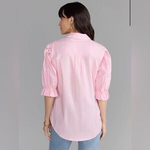 New York & Company Pink and White Relaxed Puff Sleeve Top M NWT still in the bag